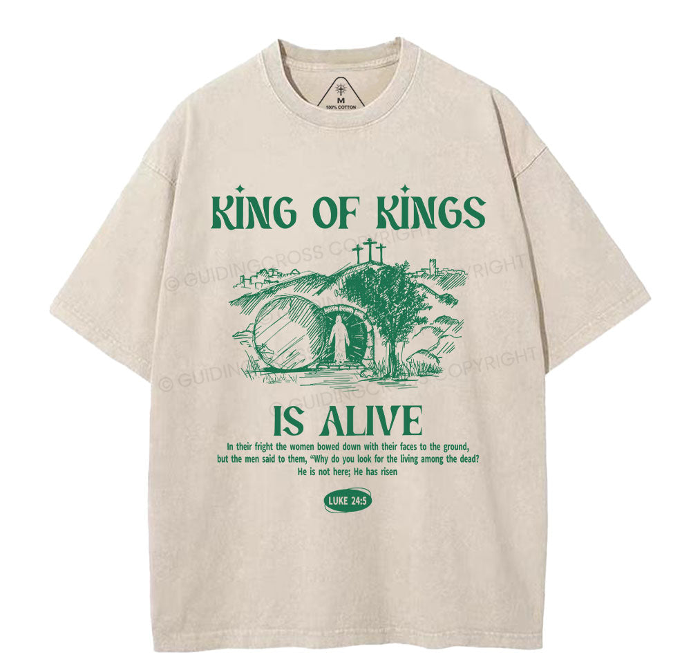 King Of Kings Is Alive Christian Washed TShirt
