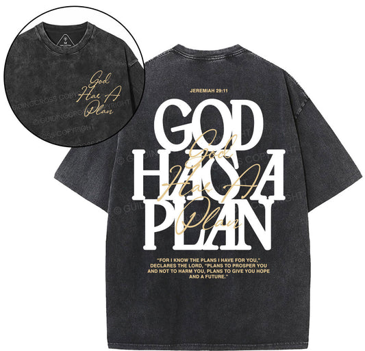 God Has A Plan Christian Washed T-Shirt Sale - GuidingCross