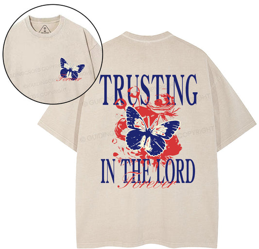 Trusting In The Lord Christian Washed T-Shirt Sale - GuidingCross
