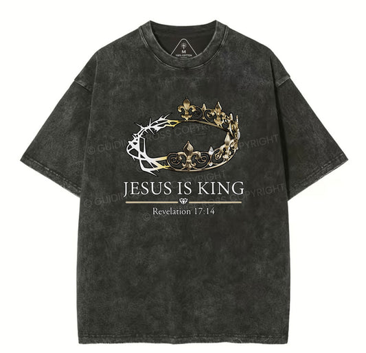 Jesus Is King Vintage Washed Christian T-Shirt Sale - GuidingCross