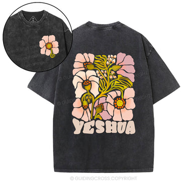 Yeshua With Flower Christian Washed T-Shirt Sale - GuidingCross