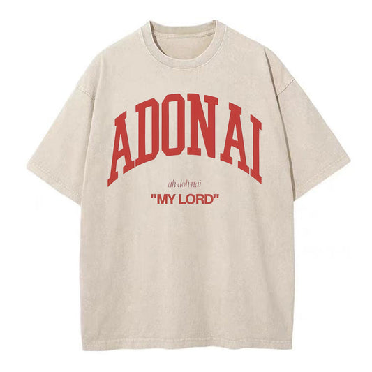 ADONAI My Lord Christian Washed T-Shirt Sale - GuidingCross