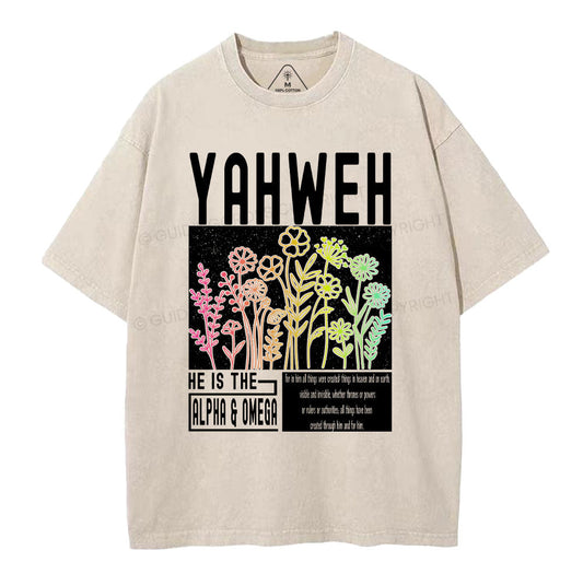 Yahweh Flower Christian Washed TShirt