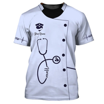 UniJames Nursing Tools Pattern Shirts Medical Scrubs Clothing Custom Nurse Tshirt