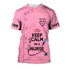 UniJames Keep Calm Nurse Uniform Syringe Needle 3D Shirts Nursing Tee Shirt Pink