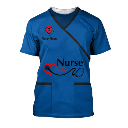 UniJames Nursing Tools Shirts Medical Scrubs Clothing Custom Nurse Tshirt