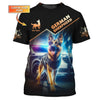 UniJames German Shepherd Custom Name T Shirt German Shepherd With Police Car 3D Shirts Gift For Dog Lovers