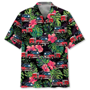 UniJames Funny Firefighter Truck Hawaiian Shirt