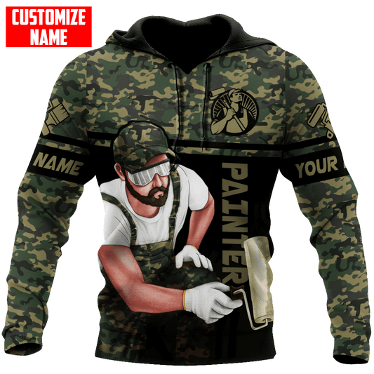 UniJames Personalized Name Painter Unisex Shirts Green Camo