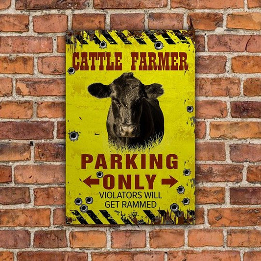uni Black Angus Farmer Parking Only Violators Will Get Plucked All Printed 3D Metal Sign