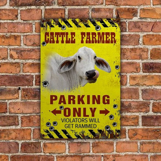 uni Brahman Farmer Parking Only Violators Will Get Plucked All Printed 3D Metal Sign
