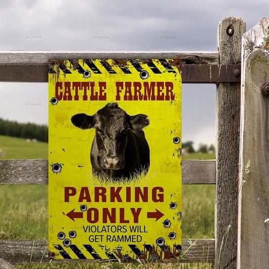 uni Black Angus Farmer Parking Only Violators Will Get Plucked All Printed 3D Metal Sign
