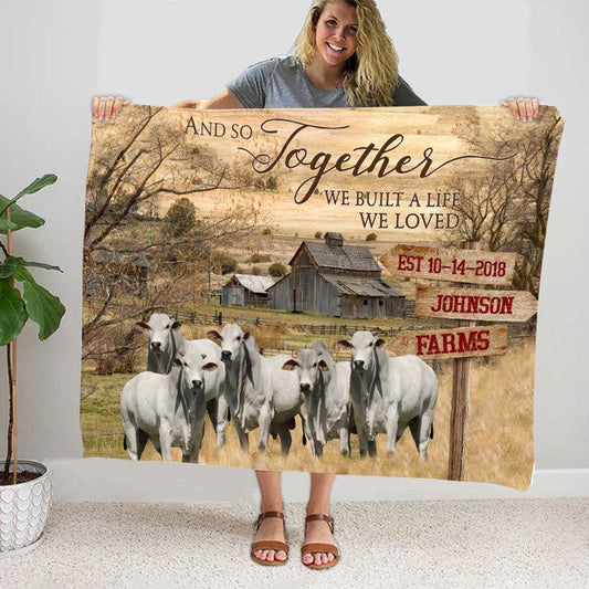 Uni Personalized Brahman Cattle Farmhouse Blanket
