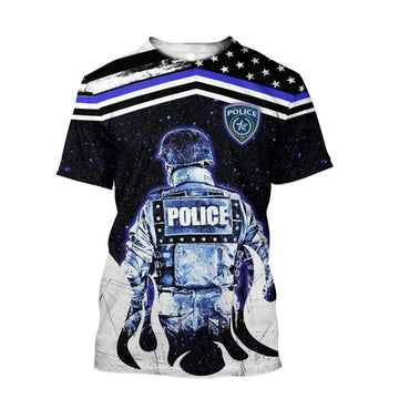UniJames Customize Name Police 3D All Over Printed Unisex Shirts Back To The Blue