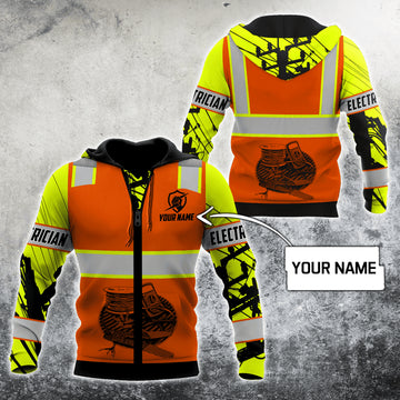 UniJames Electrician And Lineman Personalized Safety 3D All Over Printed Premium Unisex Hoodie