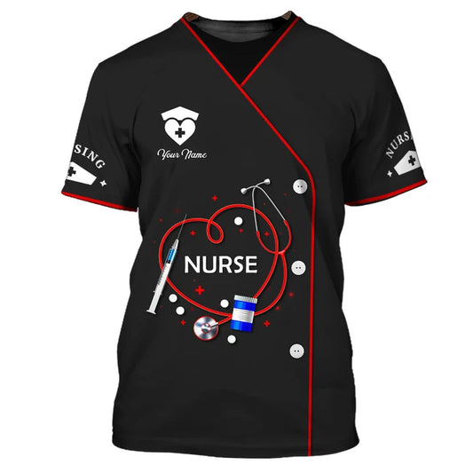 UniJames Custom Nurse Uniform Nursing Tools 3D Shirts Nurse Tshirt