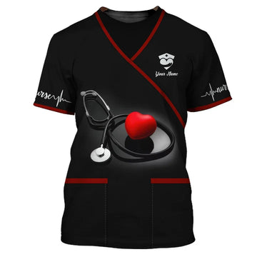 UniJames Custom Name 3D Nursing Shirt Coloful Life Personalized Gift For Nurses