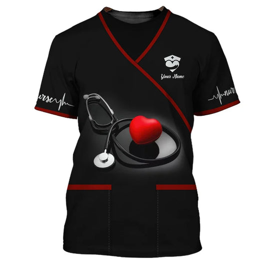 UniJames Custom Name 3D Nursing Shirt Coloful Life Personalized Gift For Nurses