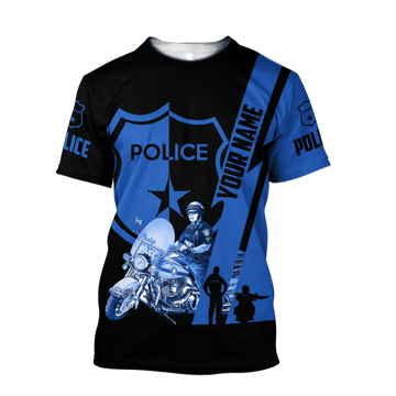 UniJames Customize Name Police Unisex Shirts Thin Blue Line