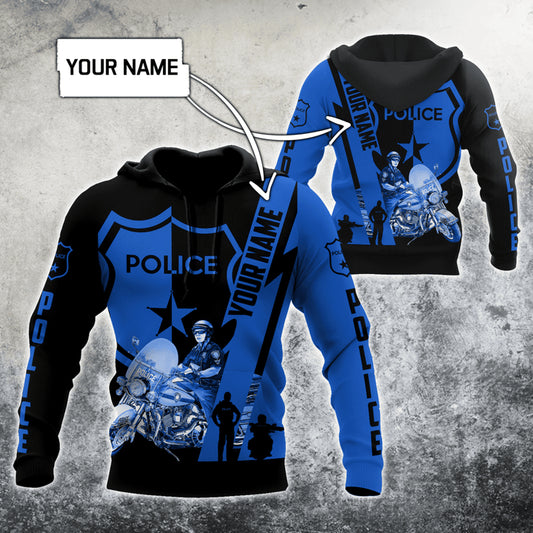 UniJames Customize Name Police Unisex Shirts Thin Blue Line