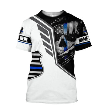 UniJames Customize Name Police Unisex Shirts Skull