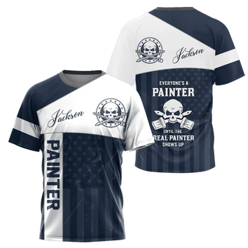 UniJames Personalized Name American Painter Unisex Shirts Blue