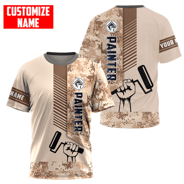 UniJames Personalized Name Painter Unisex Shirts Brown Camo