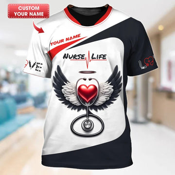 UniJames Personalized Nurse Shirt - Heart and Healing Hands