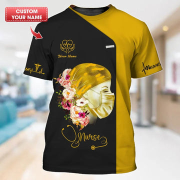 UniJames Personalized Nurse Shirt - Floral Compassion and Care