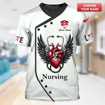 UniJames Personalized Nurse Shirt - Wings of Compassion
