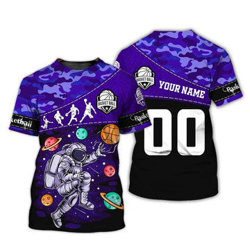 UniJames Man Shirt, Custom Name and Number Basketball Hoodie, Basketball Astronaut T-shirt, Gift for Basketball Player