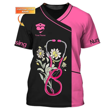 UniJames Woman Shirt, Custom Nurse T-Shirt, Nurse Flower, Nursing Hoodie, Shirt For Nurses