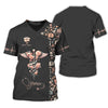 UniJames Personalized Nurse Shirt - Floral Caduceus with Angelic Wings Design