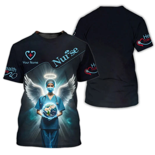 UniJames Personalized Nurse Shirts - Guardian Angel Nurse Design for Healthcare Heroes