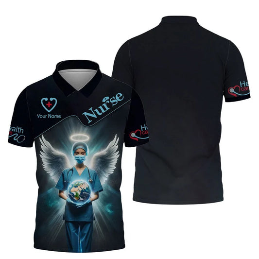 UniJames Personalized Nurse Shirts - Guardian Angel Nurse Design for Healthcare Heroes