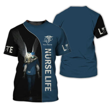 UniJames Personalized Nurse Shirt Angel Wings and Healthcare Hero Tribute