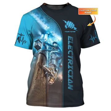 UniJames Man Shirt, Custom Name Electrician T-Shirt, Electrician Clothing, Electrical Worker Shirts