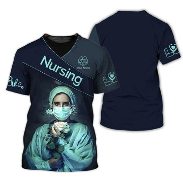 UniJames Personalized Nurse Shirt - Elegant Floral Elegance Meets Professional Pride