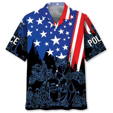 UniJames Police 4th Of July Proud Hawaiian Shirt