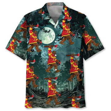 UniJames Bigfoot Firefighter Keep The Night Safe Hawaiian Shirt