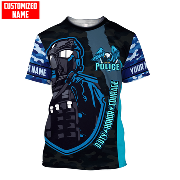 UniJames Customized Name Police Camo Shirts