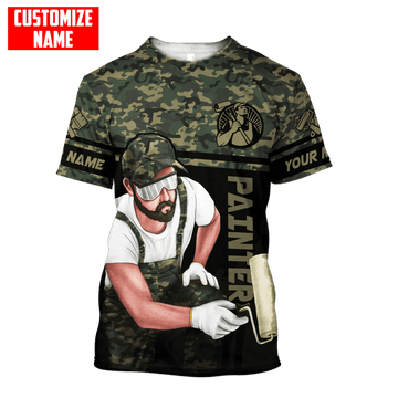 UniJames Personalized Name Painter Unisex Shirts Green Camo
