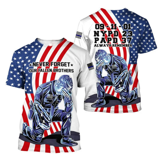 UniJames Police Never Forget Our Fallen Brothers 3D All Over Printed Shirt & Short For Men And Women Hoodie