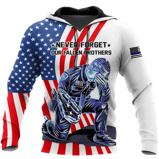 UniJames Police Never Forget Our Fallen Brothers 3D All Over Printed Shirt & Short For Men And Women Hoodie