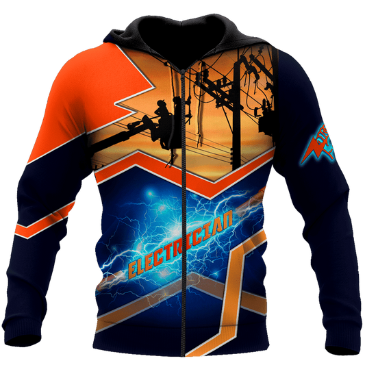 UniJames Premium Unisex All Over Printed Electrician Shirts Hoodie