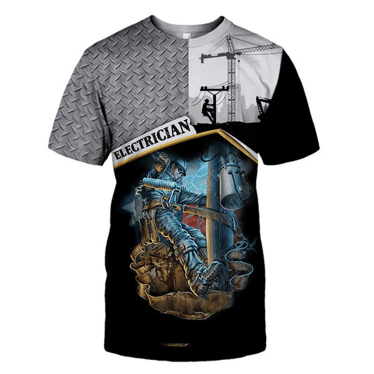 UniJames Personalized Name Electrician Printed Shirts Metal Pattern Ver