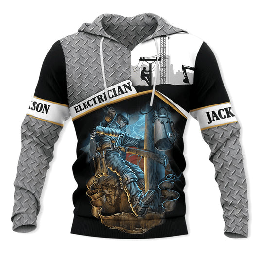 UniJames Personalized Name Electrician Printed Shirts Metal Pattern Ver
