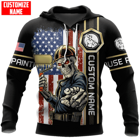 UniJames Personalized Name American Painter Unisex Shirts Skull
