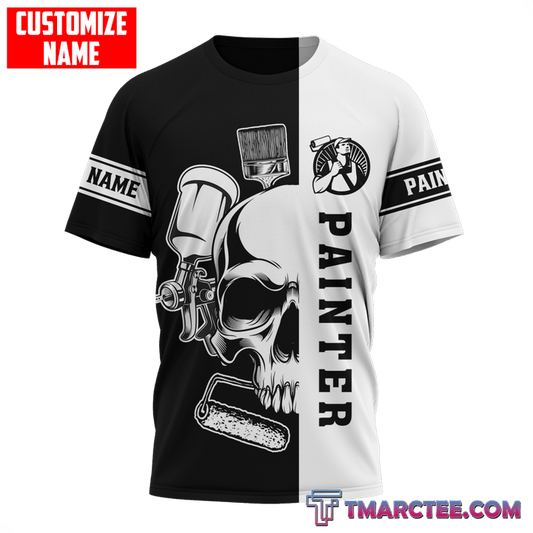 UniJames Personalized Name Painter Unisex Shirts Skull