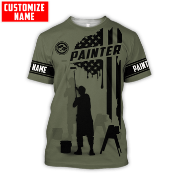 UniJames Personalized Name American Painter Unisex Shirts Green